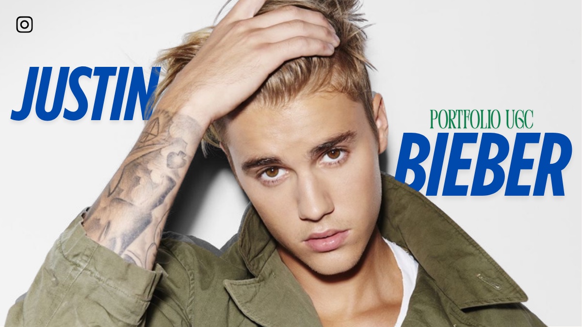Modelo de portfólio UGC Justin Bieber (capa)